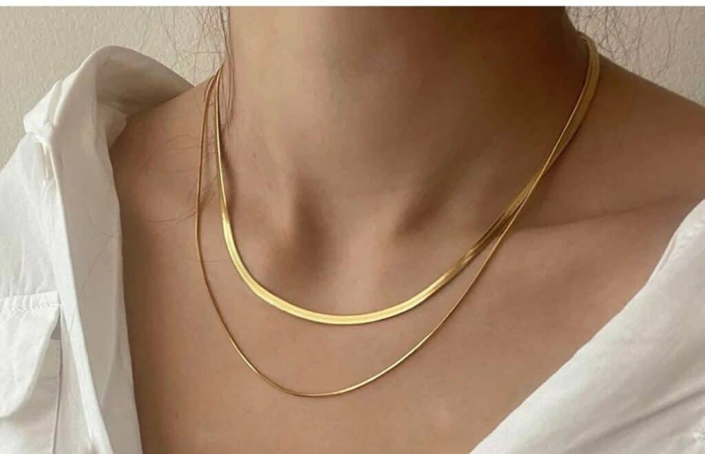 Double-layer herringbone necklace by Halo